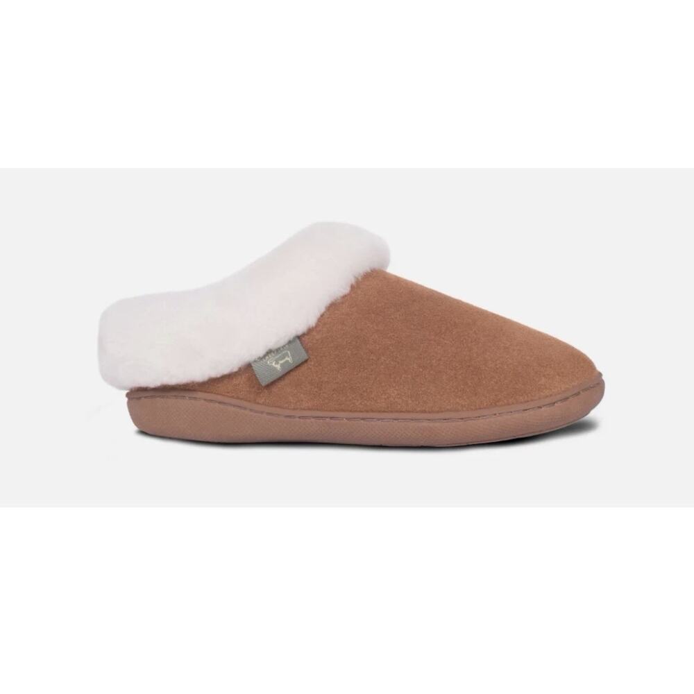 Cloud Nine Women's Sunrise Sheepskin Scuff Clog Slipper Size 7 Chestnut